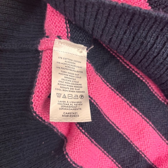 Loft Mock Neck Sweater Stripe blue and pink Womens Size Medium - Picture 4 of 7